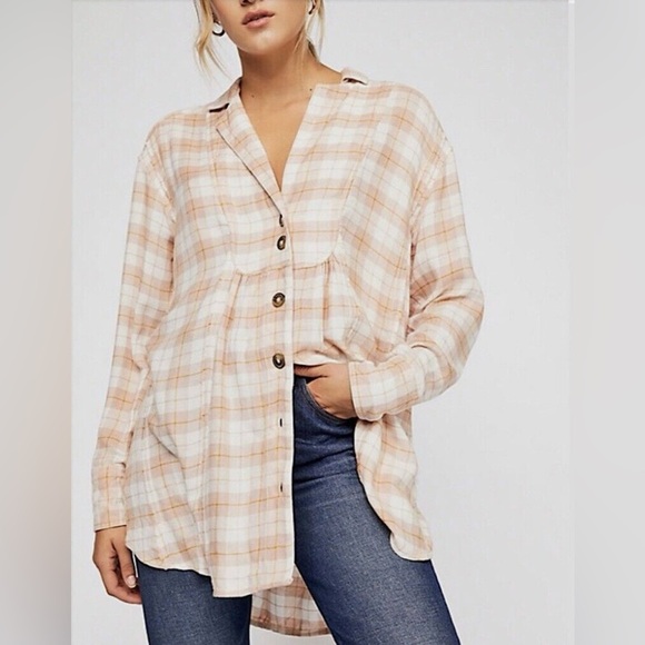 Free People | All About the Feels Plaid Button Down Top - Picture 1 of 7
